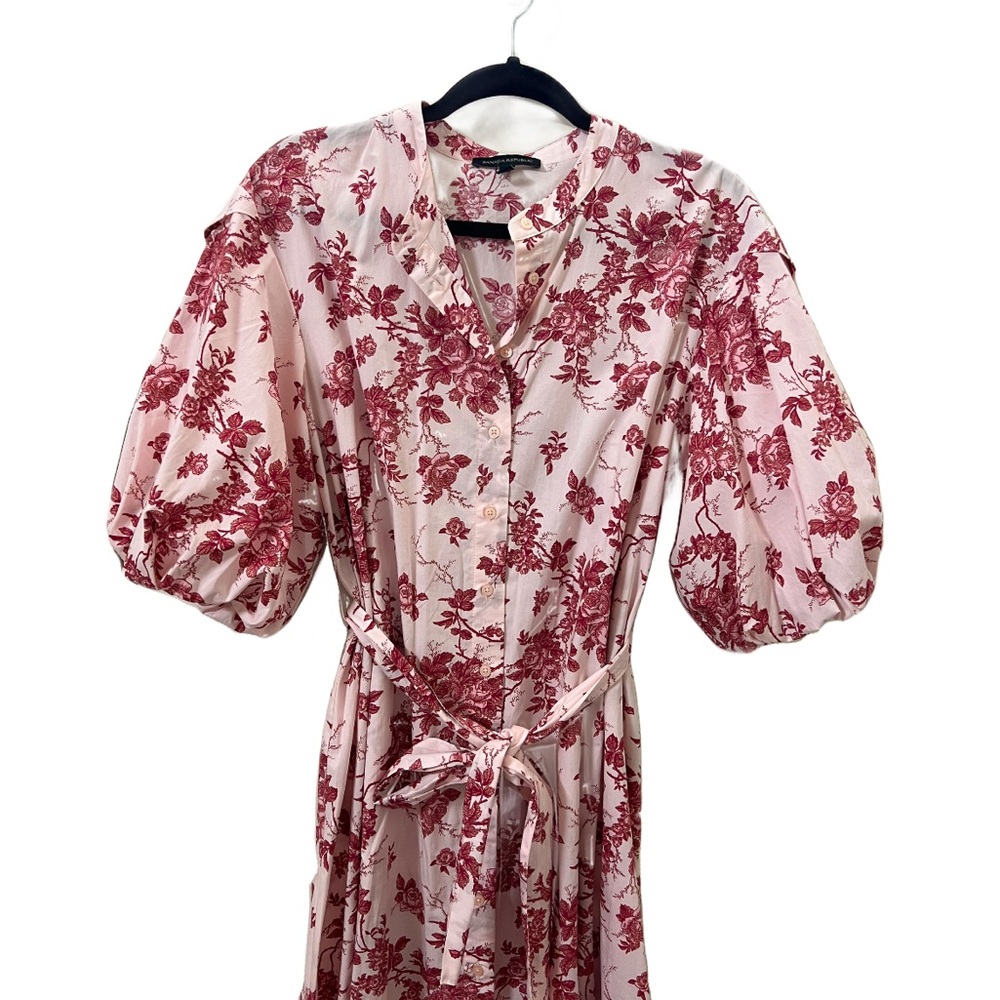 Banana Republic Pink Floral Long Sleeve Dress